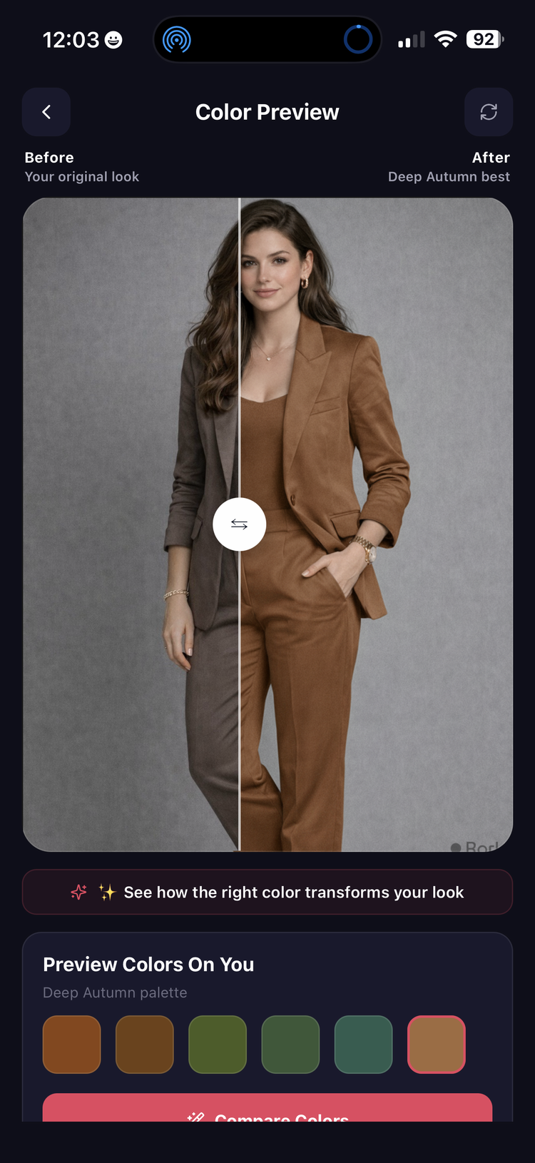 See yourself in your best season colors with AI outfit preview